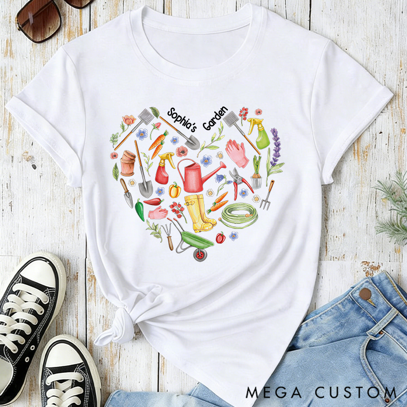 Personalized Gardener Heart Classic T-shirts Vintage Botanical Valentine's Day Crewneck Gift