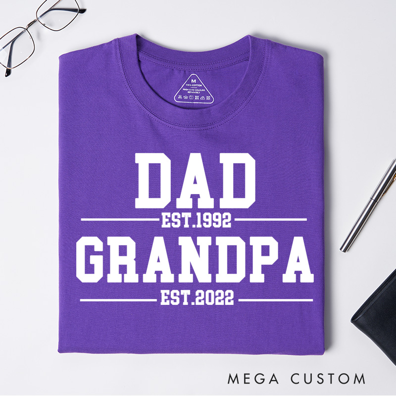 Personalized Dad Est. Grandpa Est. T-shirt Grandpa T Shirt Custom Father's Day Gift for Dad and Grandfather Birthday Gift for Men