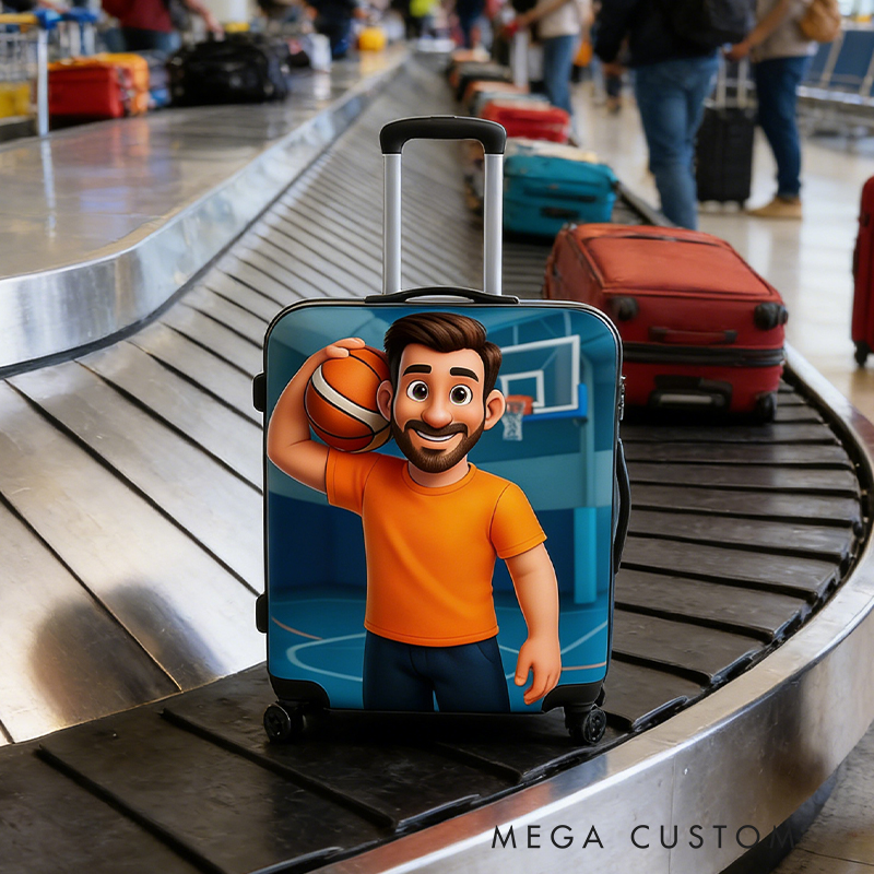 Personalized Pixar Basketball Luggage Cover with Custom Player Artwork for Basketball Fans 