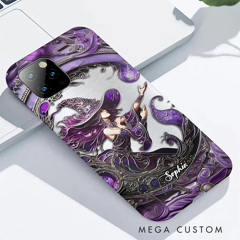 Personalized 2D Flat Beautiful Witch Phone Case Magic Lover iPhone Case Witchcore Gift