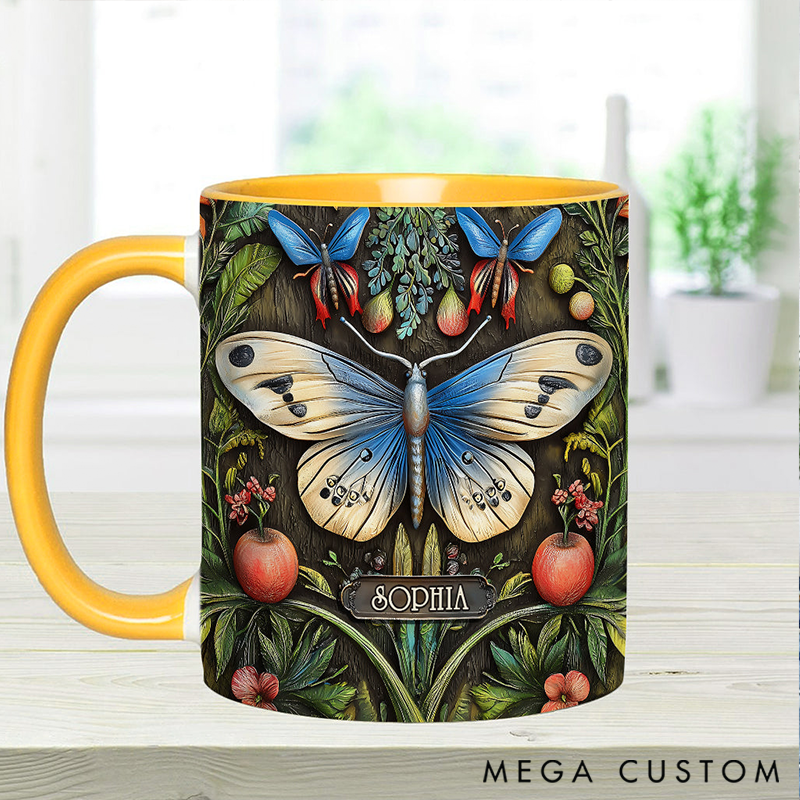 Personalized Beautiful Garden Mug Adorned with 3D Tool Embellishments Custom Name Engraved Mug for Avid Garden Lovers
