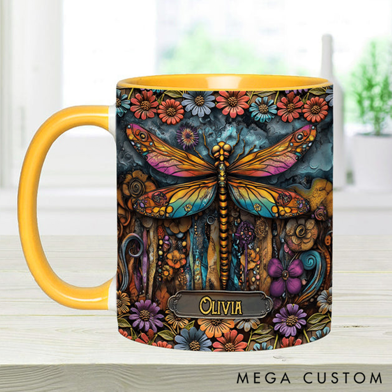 Personalized Green Lady Mug Adorned with 3D Tool Embellishments Custom Name Engraved Mug for Avid Garden Lovers