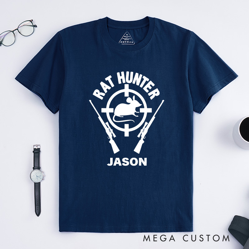 Personalized Rat Hunter Rodent Mouse Hunting Gift T-Shirt  Husband Gift for Outdoor Hunting Lover