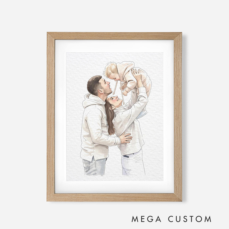 Personalized Hand-Drawn Painting from Photo Custom Watercolor Family Portrait from Photo Mother Father gift Gift from Daugther
