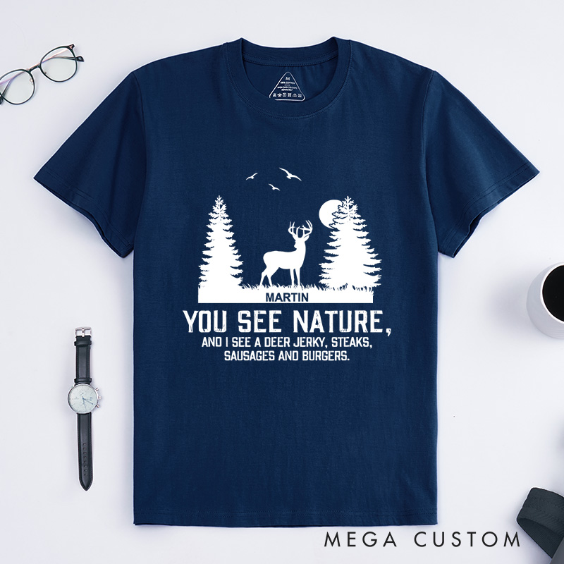 Personalized Nature Hunter T-Shirt Hunting Shirts for Men Husband Gift for Outdoor Hunting Lover