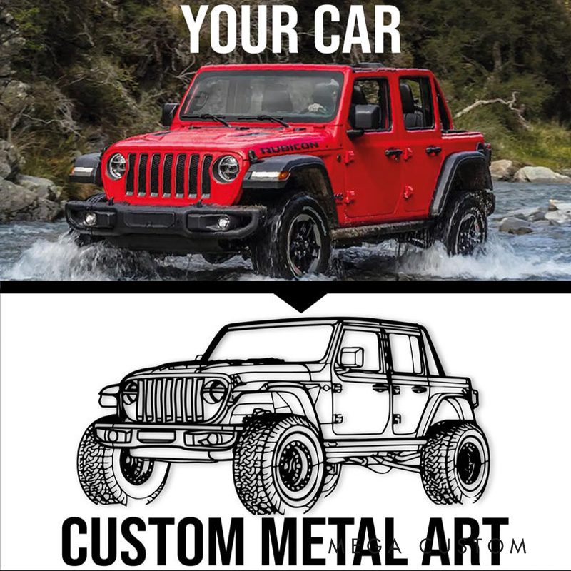 Personalized Car Gifts Custom Car Metal Wall Art Angle View Garage Sign Custom Vehicle Outline Decor for Car Lovers