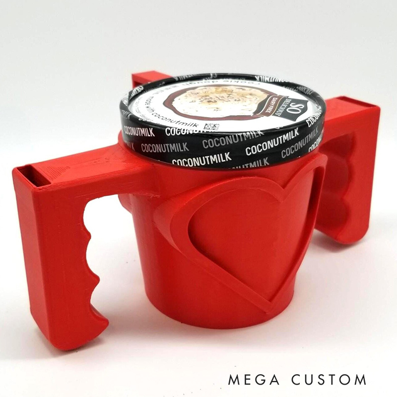 Personalized Heart Ice Cream Cozy for Two with Spoon Slots for Mom Kids