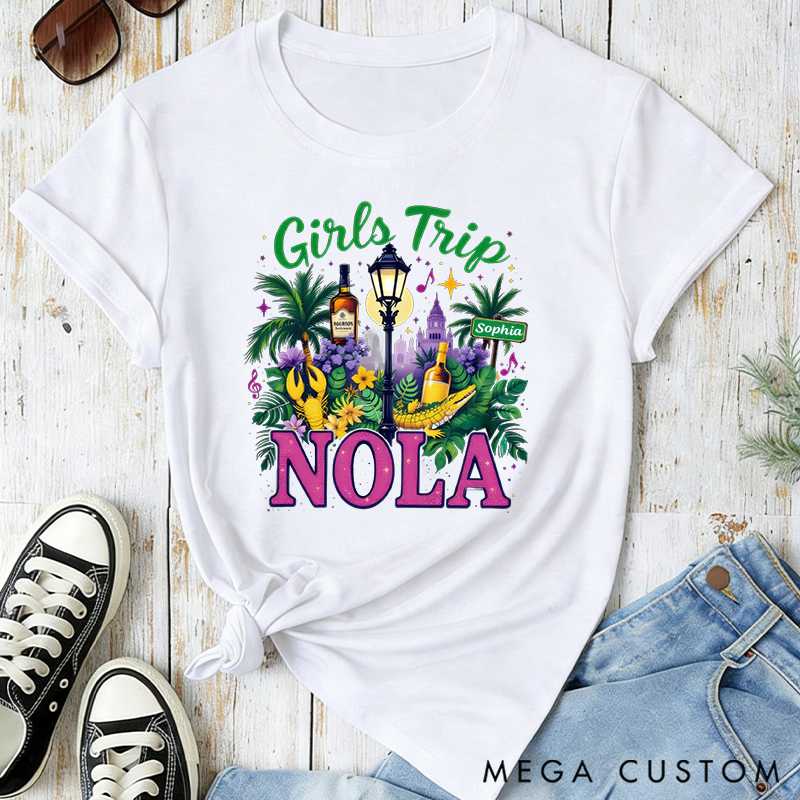 Personalized NOLA Girls Trip Classic T-shirts Girls Trip Shirt New Orleans Girls Weekend Trip Shirt Mardi Gras Trip Apparel Cruise Lover Gift