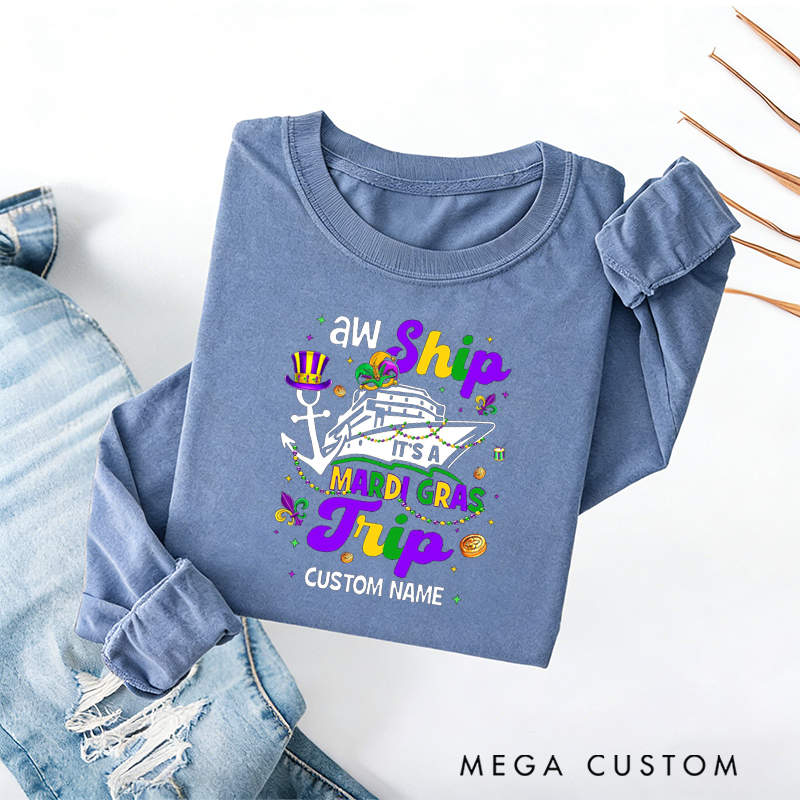 Personalized Mardi Gras Cruise Trip With Name Classic Sweatshirt Mardi Gras Vacation Mardi Gras Trip Apparel Cruise Lover Gift
