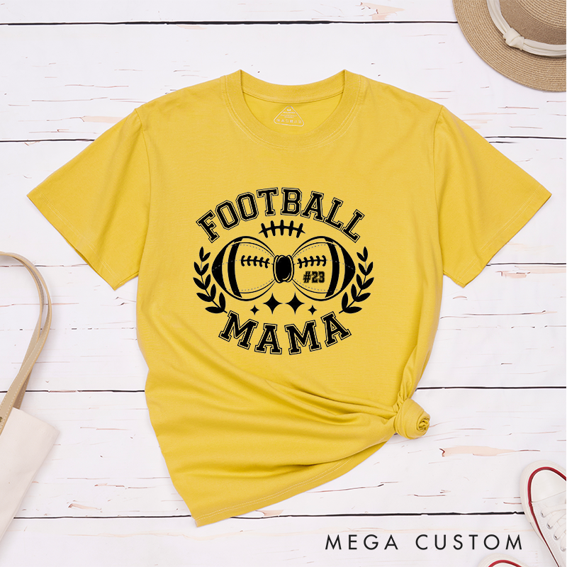Personalized American Football Mom T-Shirts Featuring Custom Number for Game Day Pride
