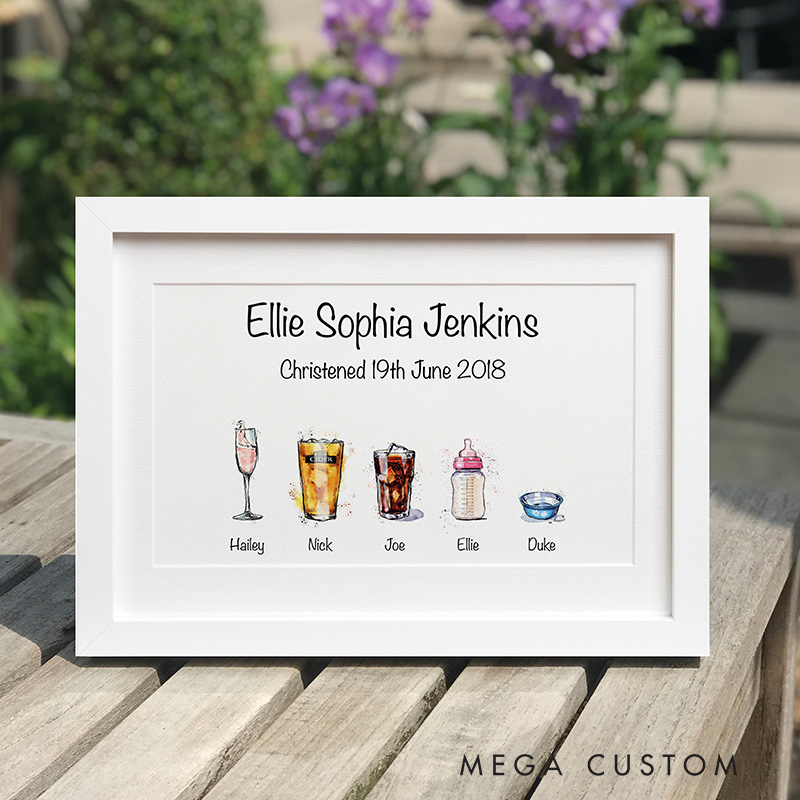Personalized Family Drinks Print Frame New Home Gift Family Gift Housewarimg Gift 