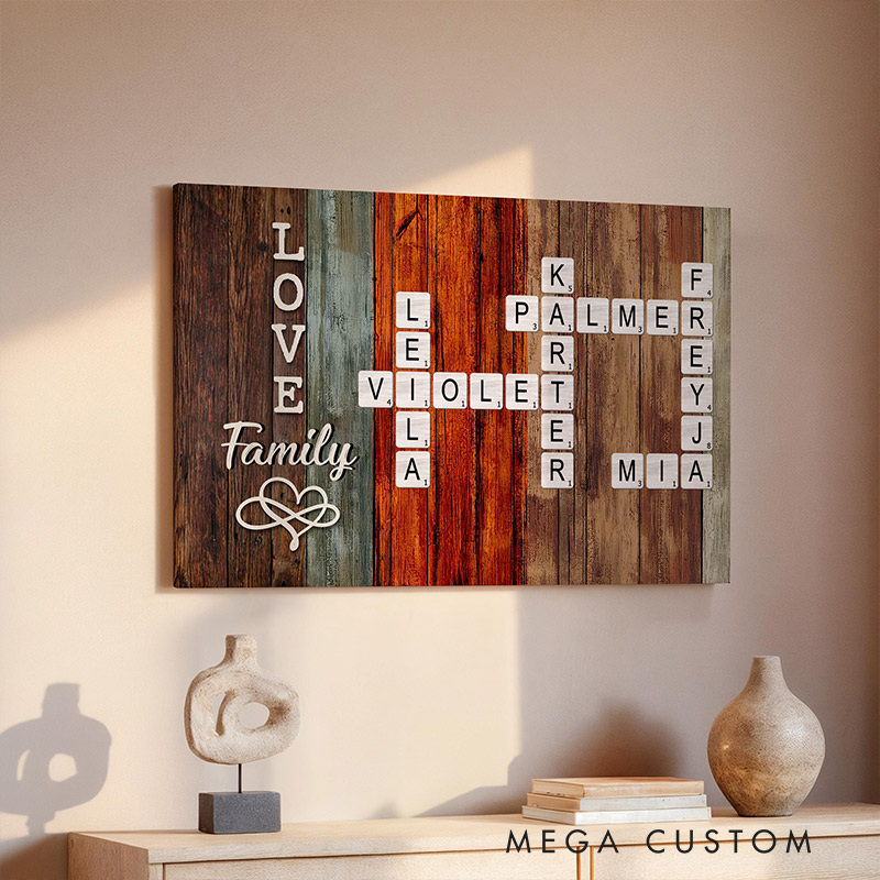  Personalized Family Wall Art Custom Family Name Crossword Canvas  Unique Name Sign Home Decor Gift Family Gift