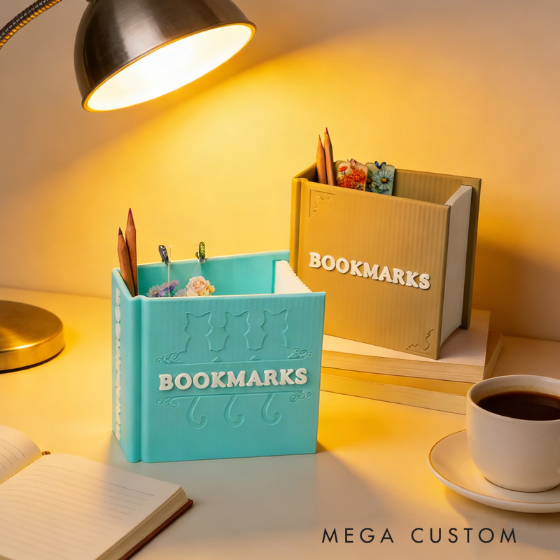 Personalized 3D Printed Book Shaped Pencil Bookmark Holder Bookshelf Decoration Birthday Gift for Bookworms Book Lovers
