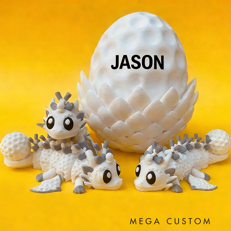Personalized 3D Printed Golf Dragon and Egg Toy Unique Gift for Golf Lovers on Birthday 