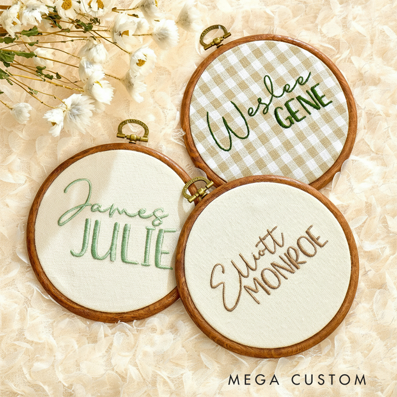Personalized Embroidered Linen Baby Birth Announcement Sign Custom Name Keepsake Gift for Newborns & Moms Baby Name Sign Baby Shower Gift