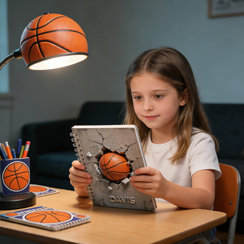 Personalized Basketball Sports Broken Effect Notebook with Custom Name for Basketball Fans or Students