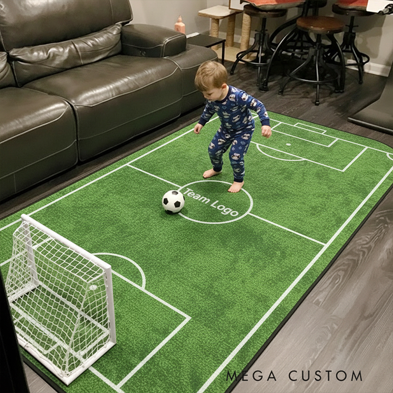Personalized Soccer Rink Rug Custom Team Logo or Name Fun Play Mat for Kids to Inspire Creativity and Active Play  Gift For Soccer Lovers