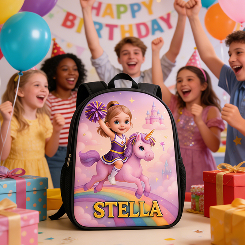 Personalized Cheerleading Unicorn Backpack with Custom Name Fun and Magical Gift for Girls