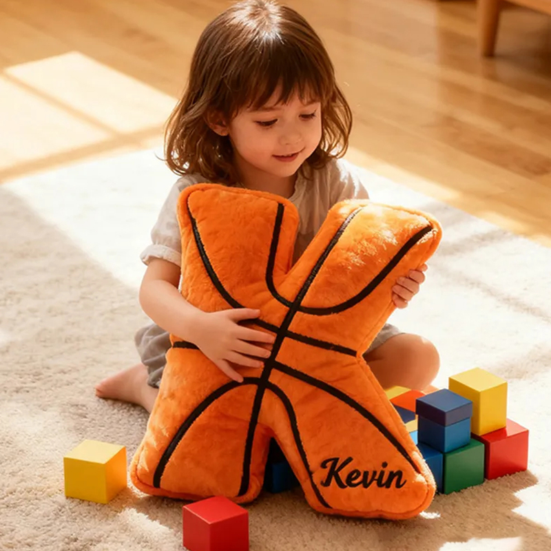 Personalized Graphic3DPrint Basketball Letter Shaped Pillow with Custom Name for Sports Fans