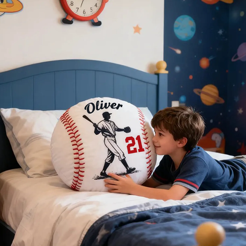 Personalized Baseball Pillow with Custom Name and Player Graphic Gift for kids or Teammates