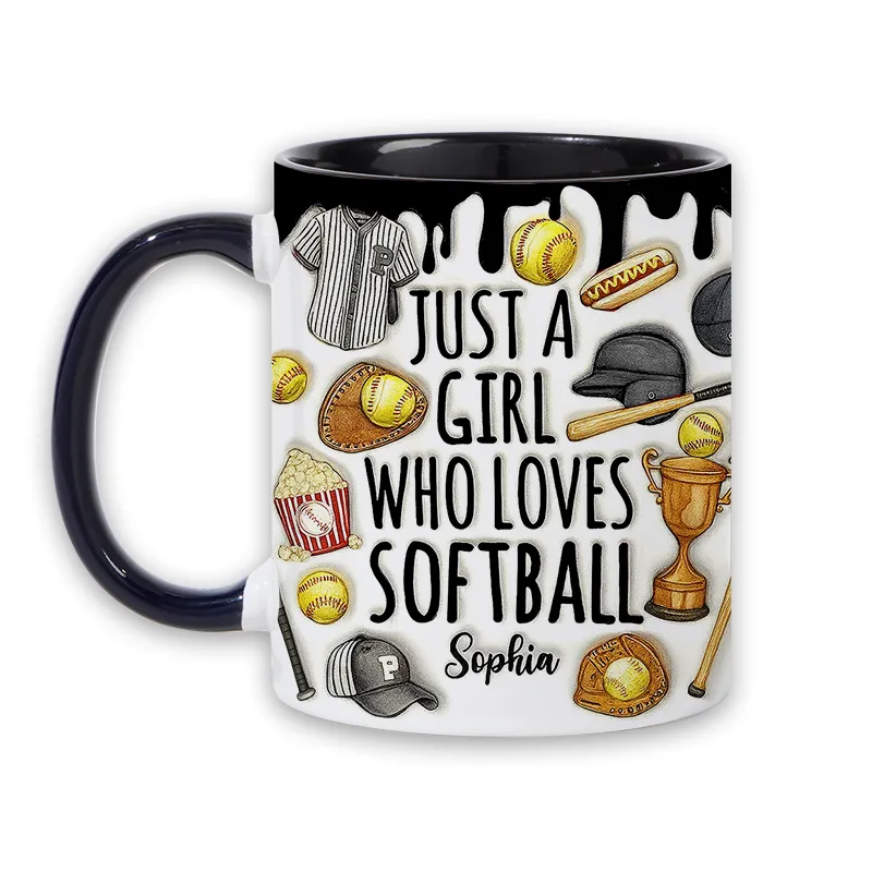 Personalized Softball Mug with Custom Name and Sports Graphics  