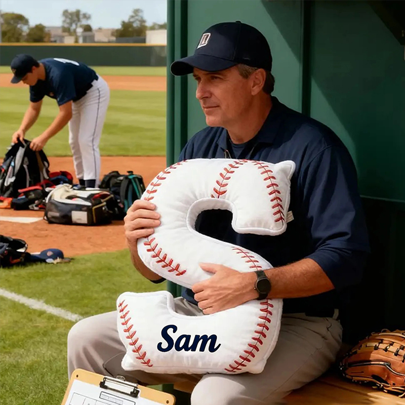 Personalized Baseball Letter Pillow with Custom Name for Sports Fans