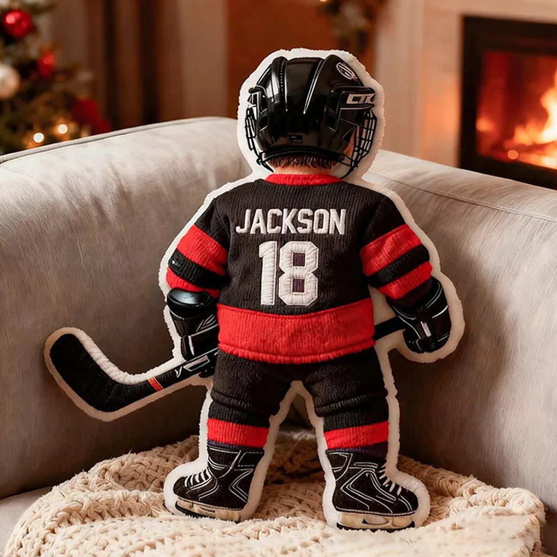 Personalized Graphic3DPrint Ice Hockey Player Pillow with Custom Name and Number Graphic 3D Print
