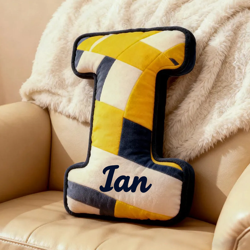 Personalized Volleyball Letter Shaped Pillow with Custom Name and Bold Design for Sports Fans