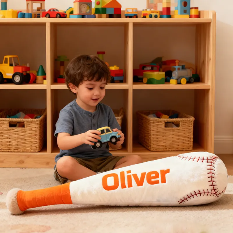 Personalized Baseball Bat Shaped Pillow with Custom Name for Kids