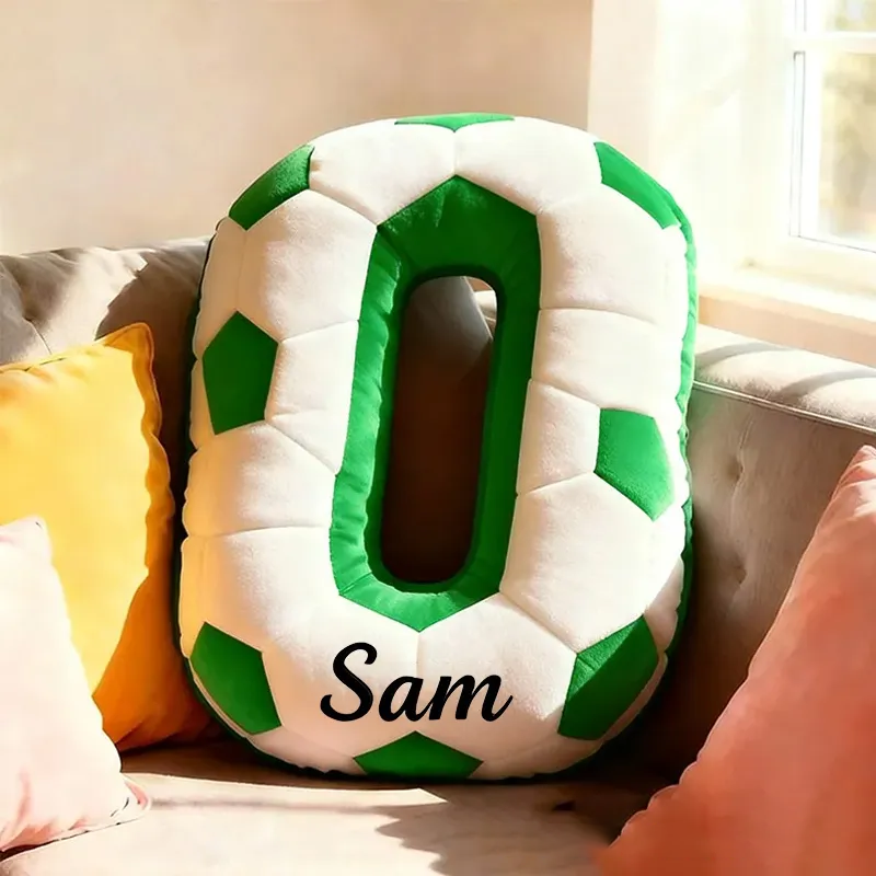 Personalized Soccer Ball Number Pillow with Custom Name Design