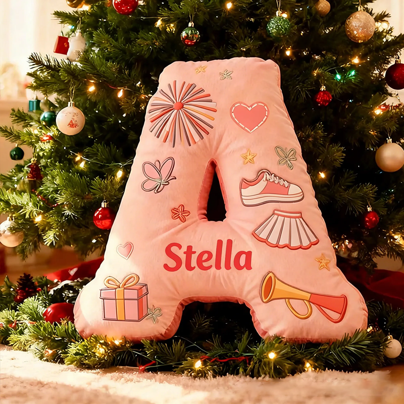 Personalized Cute Cheerleader Letter Pillow with Custom Name for Girls and Cheer Squad Members