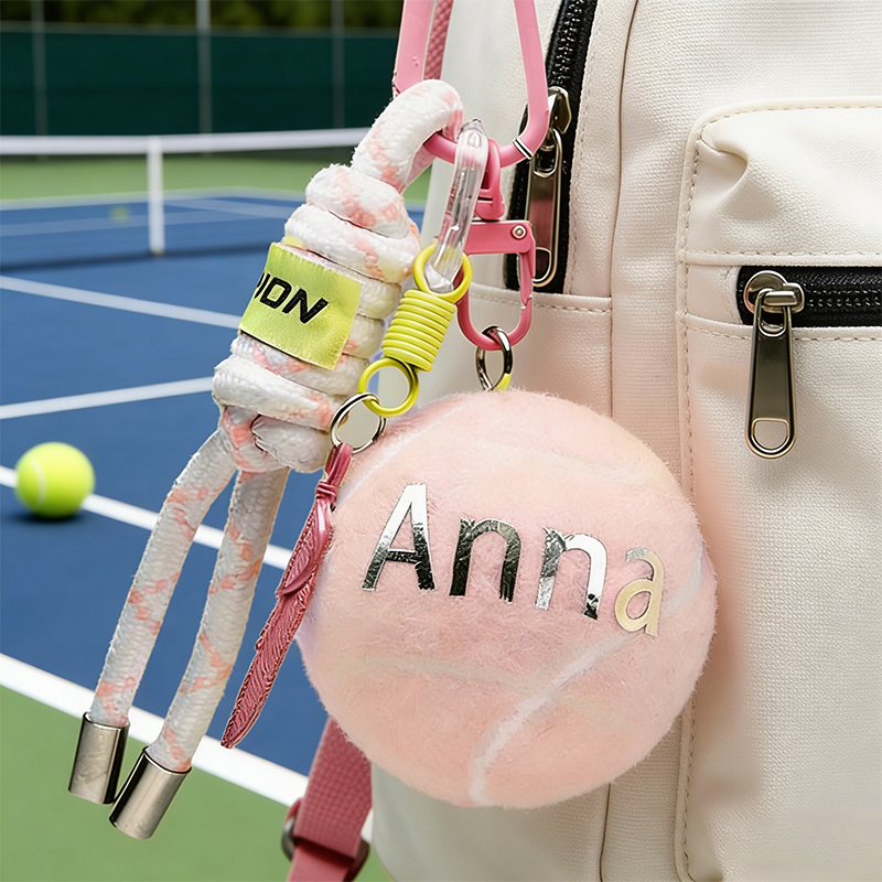 Personalized Tennis Ball Keychain with Name Bag Charm Christmas Birthday Team Gift for Coach Tennis Lovers Teammates