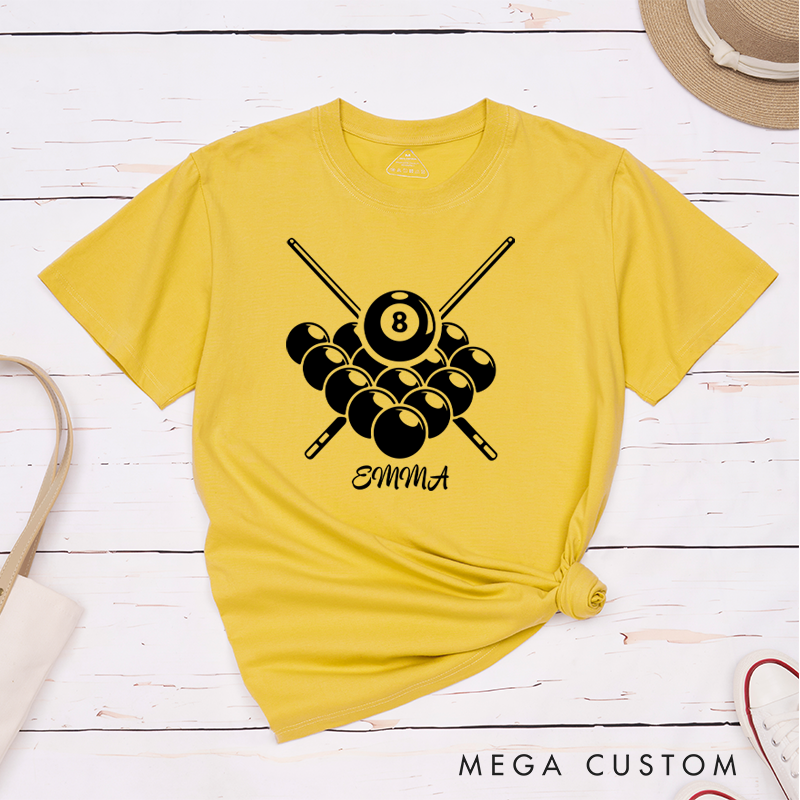Personalized Pool T-Shirts for Players and Fans with Custom Name
