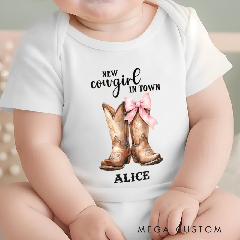 Personalized New Cowgirl In Town Baby Bodysuit Baby Shower Gift Newborn Gift