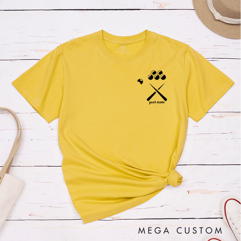 Personalized Billiards, Pool, and Snooker T-Shirts Featuring a Unique Design with Your Name