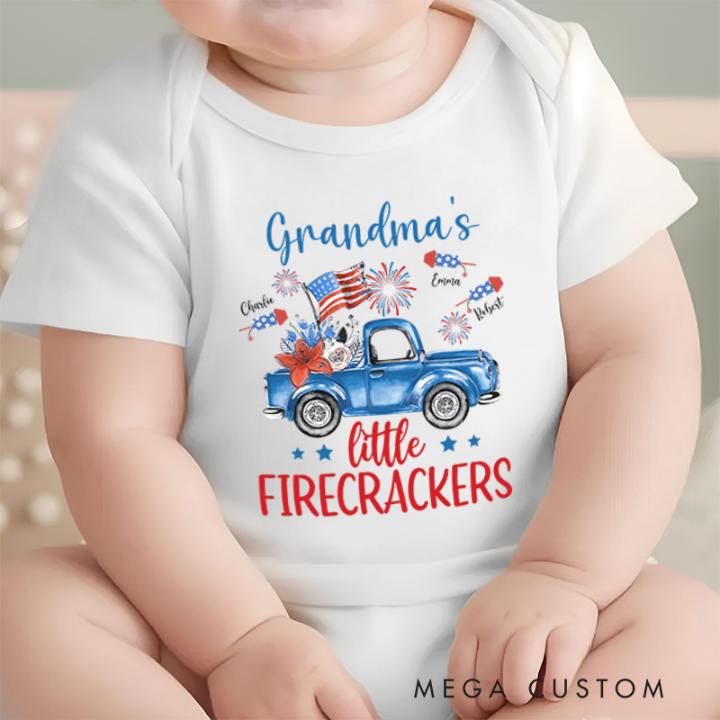 Personalized Patriotic 4th Of July Grandma Grandkid Name Baby Onesie Patriotic Gift for Grandma