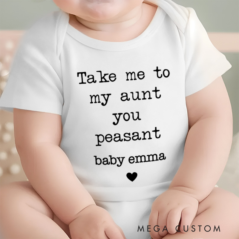 Personalized Take Me To My Aunt Peasant Baby Onesie Baby Shower Gift
