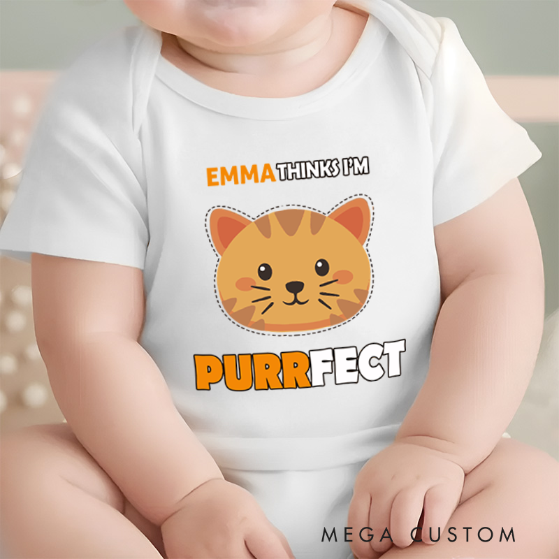Personalized My Cat Thinks I'm Purrfect Baby Onesie Pet Lover Gift
