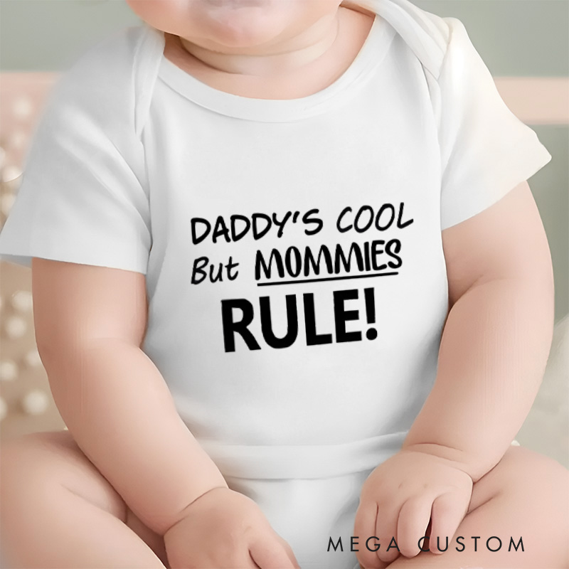 Personalized Daddy's Cool but Mommies Rule Baby Onesie Baby Shower Gift