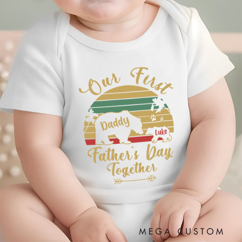 Personalized Our 1st Fathers Day Together Baby Onesie Dad Gift For Baby