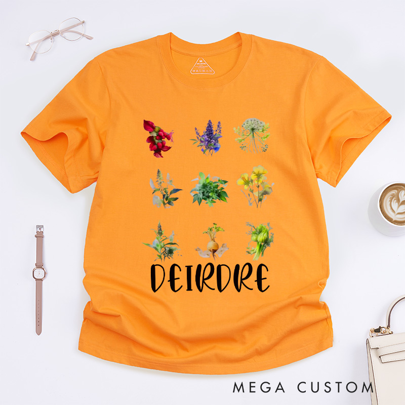 Personalized Women's Reproductive Health Herbs Classic T-Shirts Plant Lover Tee Shirt Gardening Shirt for Gardener Gift Gardening Lover Gift