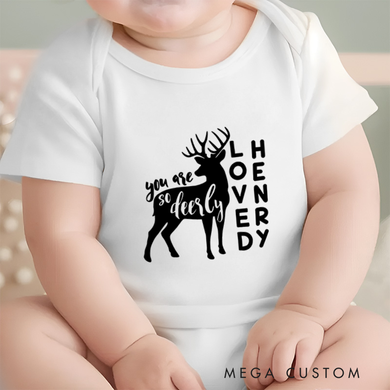 Personalized You are so Deerly Loved Baby Onesie Gift From Baby Nursery Gift