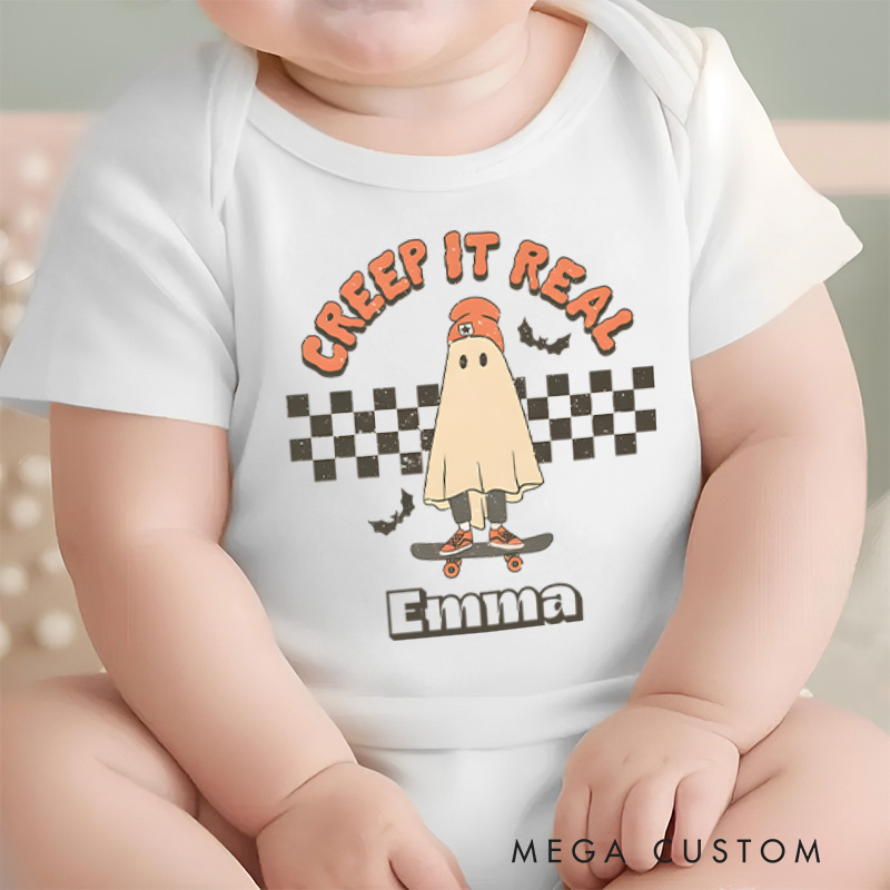Personalized Creep It Real Halloween Ghost Baby Onesie