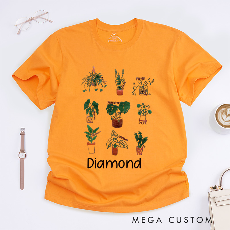 Personalized Plant Classic T-Shirts Plant Screen Printed T Shirt Plant Lover Shirt Gardening Lover Shirt for Gardener Gift Plant Lover Gift