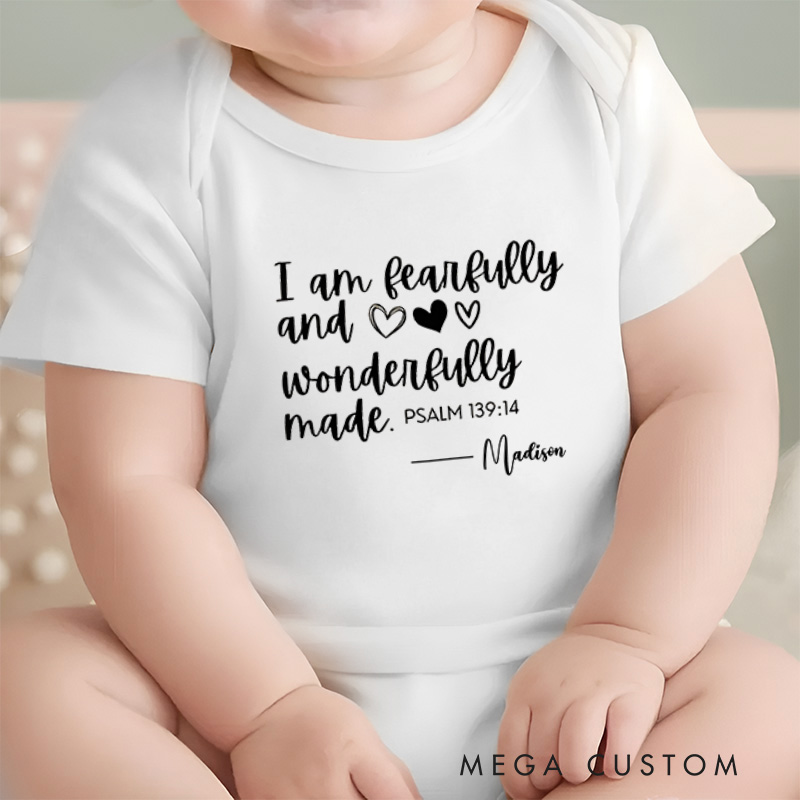 Personalized Baby Onesie Fearfully And Wonderfully Made Baby Onesie