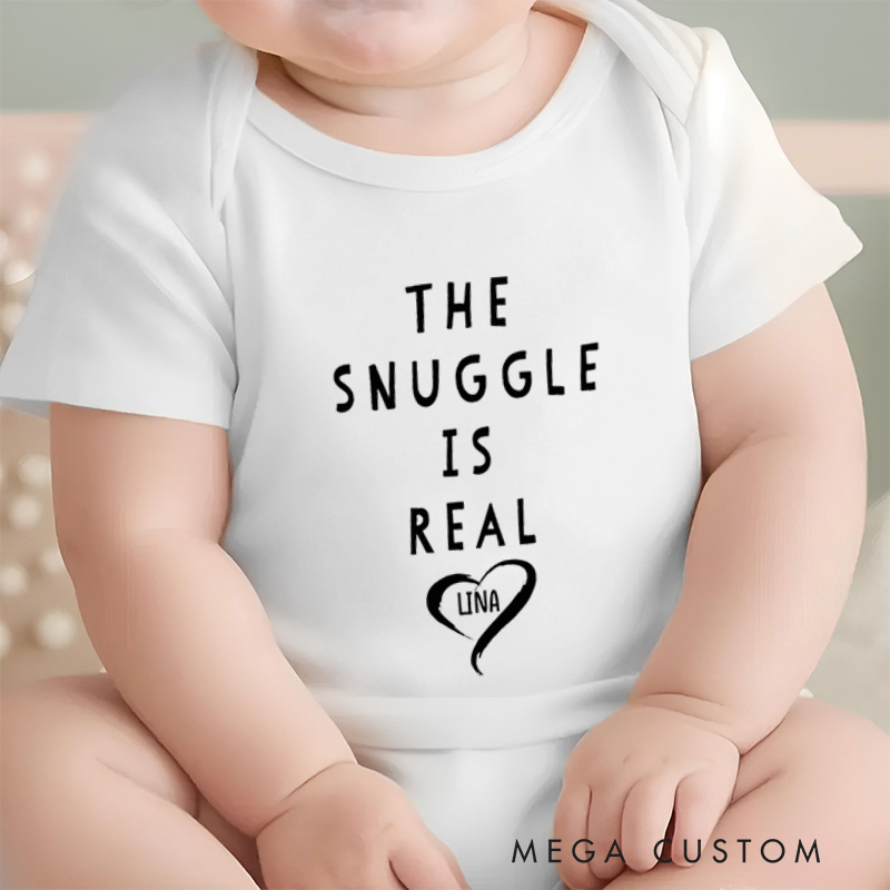 Personalized The Snuggle Is Real Heartwarming and Cozy Design for Snuggle Lovers and Family Moments Baby Onesie