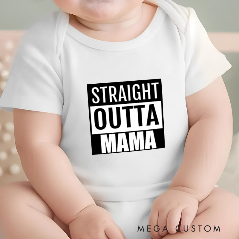 Personalized Straight Outta Mama Papa Celebrating Newborns Baby Onesie