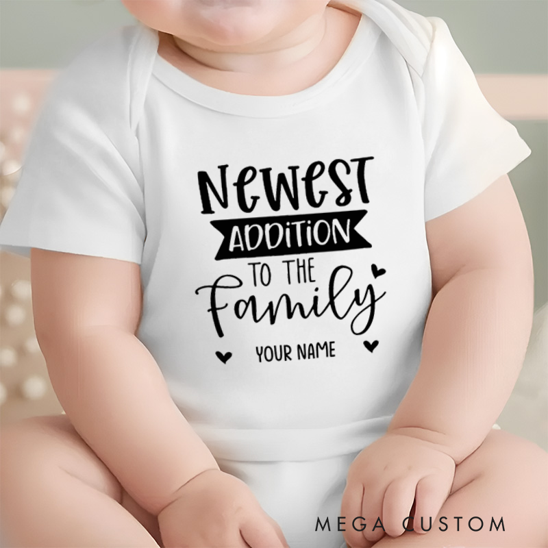 Personalized Newest Addition to the Family Celebrating the Arrival of a Precious New Family Member Baby Onesie