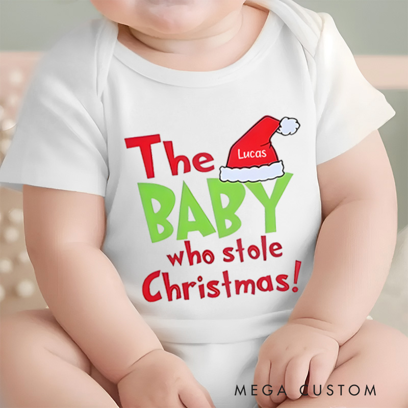 Personalized The Baby Who Stole Christmas Perfect for Celebrating Baby's First Christmas Baby Onesie