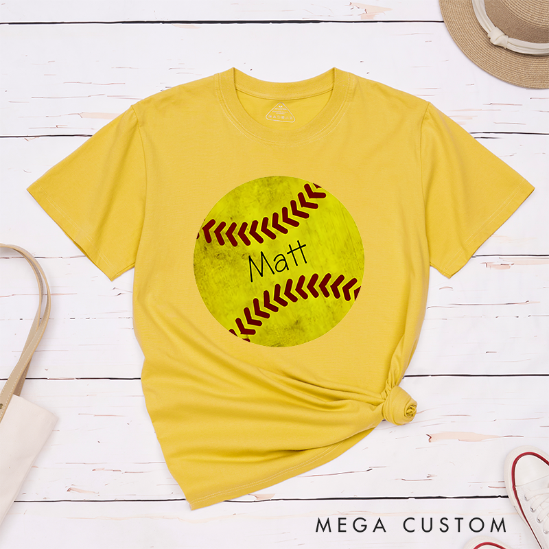 Personalized Softball T-Shirt Design Featuring Custom Name Inside a Bold Softball Graphic